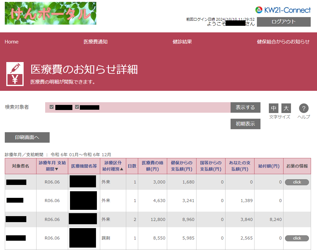 医療費のお知らせ